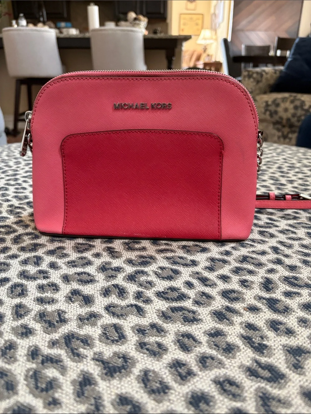 Michael Kors Two-Tone Pink and Red Saffiano Crossbody Bag